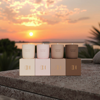 Bougie en Céramique C&H Écologique avec Logo Personnalisé en Relief, Cire de Soja Parfumée 200g et Mèche en Bois, avec Coffret Cadeau