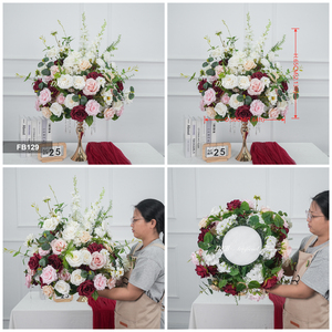 Boule de fleurs en soie verte artificielle, centre de table de mariage, arrangement de fleurs artificielles, décorations de mariage - Product Image 3