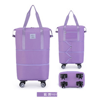 Sac de sport à roulettes extensible à 3 couches pour femmes, valises à main pliables avec roues détachables et sacs fourre-tout pour bagages