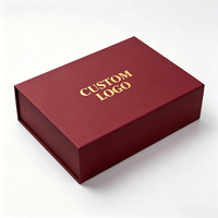 Boîtes cadeaux rigides à fermeture magnétique rouge vin mat avec logo doré à l'intérieur, impression personnalisée pour bijoux de luxe, cadeaux de mariage, emballage en gros