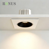 Spot encastré anti-éblouissement pour salle d'exposition, 35 W, grille encastrée, lumière COB carrée, downlight LED