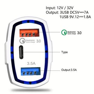 เครื่องชาร์จพอร์ต3พอร์ต QC3.0ไฟ LED 3.5A พอร์ต USB คู่พร้อมพอร์ต Type C สำหรับโทรศัพท์มือถือทุกรุ่น - Product Image 3