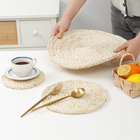 Sets de table et sous-verres en feuilles de maïs tissées à la main, résistants à la chaleur, écologiques, durables, antidérapants, design moderne et simple
