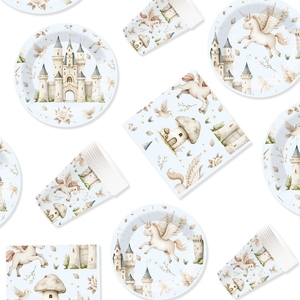 Juego de Vajilla de Cumpleaños de Unicornio DAMAI, Plato de Papel con Elementos de Castillo de Unicornio, Vasos de Papel, Servilletas para Niños, Fiesta de Cumpleaños Infantil - Product Image 3