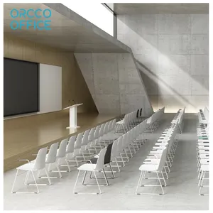 Original Design Reading Room Black Backrest Stacking School college training Church interlocking Plastic Auditorium Chair