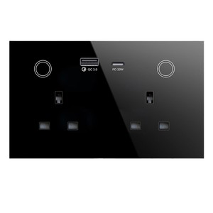 147 soket WiFi çift USB + C cam Panel 6-Hole A + C güç ölçüm Zigbee 16A Tuya akıllı İngiltere priz duvar soket PD20W - Product Image 1