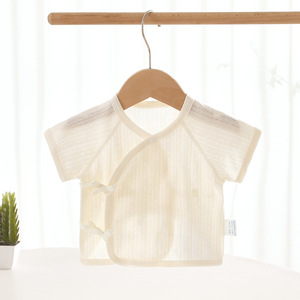 Blouse mi-longue pour nouveau-né, été, coton fin, manches courtes, taille 52, vêtements tricotés unisexes - Product Image 1