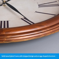 Jam Dinding Kayu Solid Roman Silent Quartz Ukuran Besar Bergaya Eropa untuk Ruang Tamu, Jam Dinding Kreatif Vintage