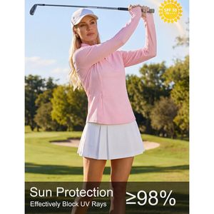 Camiseta Deportiva de Manga Larga con Cierre de Cremallera para Mujer, Camiseta de Golf con Protección Solar UPF 50+ y Absorción de Humedad - Product Image 3
