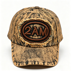 หมวกแก๊ปผ้าฝ้ายฟอกสไตล์วินเทจขายส่ง 2AM, หมวกปักลาย, หมวกปีกเฉียงสไตล์สตรีทแวร์ รับผลิตแบบ OEM ODM สั่งซื้อจำนวนมาก - Product Image 2