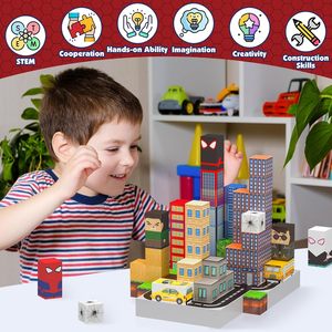 스파이더 맨 150pcs 큐브 마그네틱 빌딩 블록 화산 테마 다채로운 플라스틱 자석 세계 세트 4-6 EN71 인증 - Product Image 3