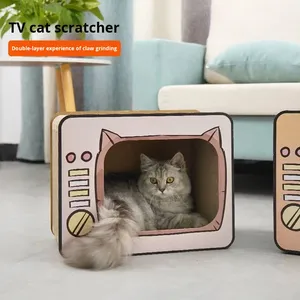 Poteaux à gratter pour chats classiques et créatifs, <span class=keywords><strong>cube</strong></span>, quatre saisons, maison universelle pour chats, résistant à l'usure, résistant aux griffes, papier ondulé - Product Image 4