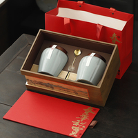 Emballage de boîte en bois de cadeau de luxe personnalisé pour service à thé en céramique tasses personnalisées tasse en céramique en vrac bon marché pour boîte-cadeau en bois