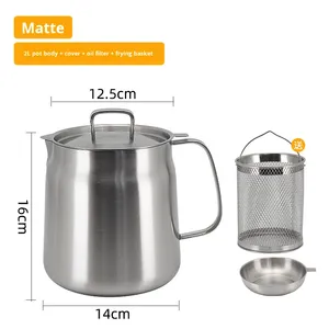 Recipiente para Filtro de Aceite de Acero Inoxidable 304 con Colador de Malla Fina y Cesta para Freír, Contenedor de Grasa, Herramienta de Cocina - Product Image 5