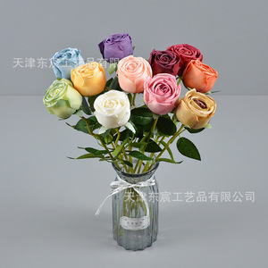 Roses artificielles Dongchen Crafts, fleurs en soie bleues pour décorations de mariage, décoration de table, bouquet de mariée - Product Image 3
