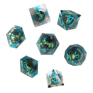 <span class=keywords><strong>Set</strong></span> di Dadi in Resina Glitterata, 7 Pezzi Poliedrici per DND RPG, Dadi da Tavolo con Logo Personalizzato, Vendita all'Ingrosso - Product Image 4