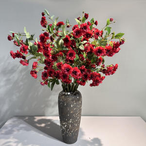 Flores artificiales rosas flor rosa roja con ramo de tallo largo para la decoración del jardín de la boda del hogar - Product Image 1