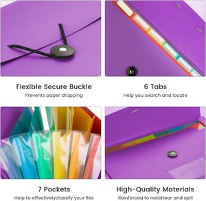 ملف أكورديون بـ 7 جيوب، مجلد ملفات قابل للتوسيع بحجم A4، منظم وثائق محمول - Product Image 3