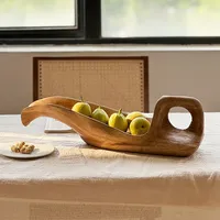 Nampan buah kapasitas besar kayu Solid seni panjang jati