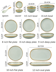 Bắc Âu Sáng Tạo Sứ Đồ Ăn Trang Chủ Đảng Nhà Hàng Món Ăn Bít Tết Tấm Xương Trung Quốc Bộ Đồ Ăn Bằng Gốm Với Vàng Rim - Product Image 3
