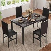Meubles de salle à manger modernes, ensemble table à manger en marbre avec chaises en cuir PU à ossature métallique pour la cuisine et le salon