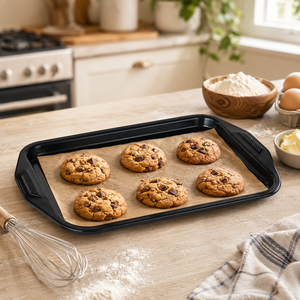 <span class=keywords><strong>Plaque</strong></span> de cuisson plate multi-usages en acier au carbone de 0,8 mm avec <span class=keywords><strong>rebord</strong></span> surélevé pour biscuits, pizzas et rôtis - Product Image 1