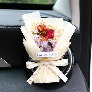 Piccolo Bouquet Fatto a Mano di Rose Eterne e <span class=keywords><strong>Fiori</strong></span> Secchi, Accessori per Interni Auto, Deodorante per Ambienti, Regalo per Fidanzata, Decorazione per la Casa - Product Image 3