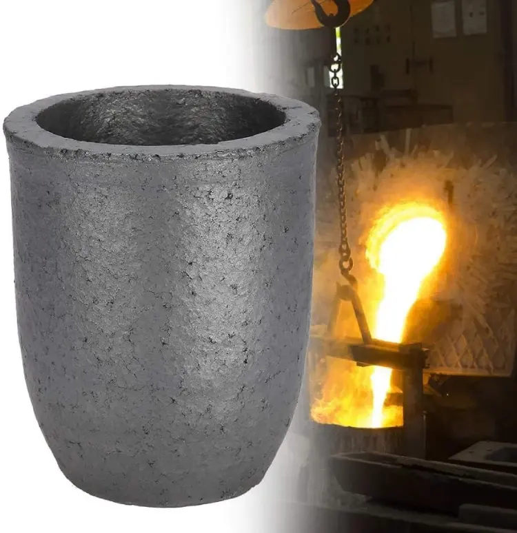100-1000kg creusets en graphite de four de fusion de grande capacité creuset en carbure de silicium sic pour la fusion du métal
