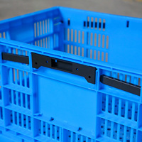 Boîtes pliables de stockage alimentaire en plastique pour tomates Boîte à raisins Caisse personnalisée en plastique PP pliable en maille bleue
