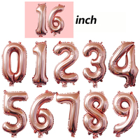 Vente en gros de 16 pouces Rose Or Argent Numéro Ballons en aluminium Fournitures de fête Ballons