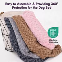 Housse de lit pour chien en fausse fourrure, velours rose ultra doux, amovible et lavable, grande taille (sans rembourrage), 36 L x 24 W x 4 pouces d'épaisseur