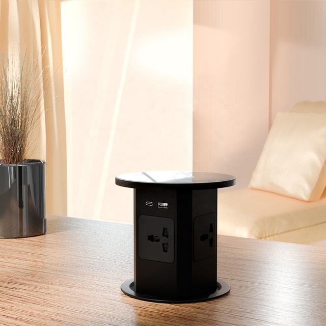 Build in Pop up Socket UK Standard Kitchen Island Electric Power Manual Hydraulic Damping Lifting Desktop Plug Socket