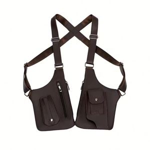 Men's Invisible Underarm Anti-theft Tactical Backpack with Multi-pocket Storage Pu <b>Material</b> Outdoor Use Mobile Phone Satchel PU - Product Image 2