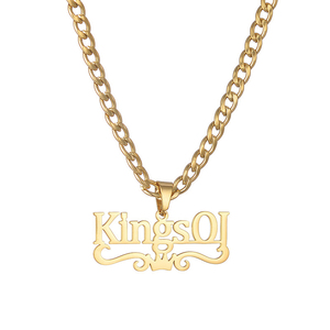 Collier personnalisé avec nom personnalisé Collier pendentif lettre couronne en dentelle Collier en acier inoxydable pour femmes hommes Uionen 2109 - Product Image 5