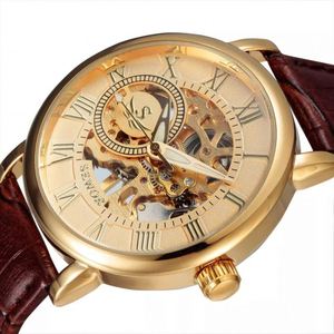 SEWOR 077 Top 10 Thương Hiệu Vàng Mens Đồng Hồ Cơ Khí Rõ Ràng Dây Đeo Bằng Da Không Thấm Nước Skeleton Minh Bạch Đầy Đủ Tự Động Đồng Hồ Đeo Tay - Product Image 6