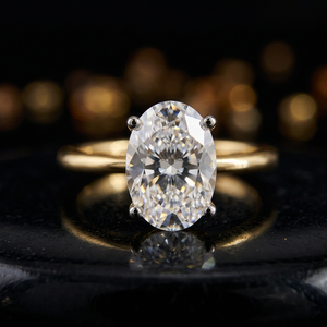 Vintage Oval Cut Natural Moissanite Solitaire Engagement Wedding <b>Ring</b> Luxury Premium IGI Certified <b>24K</b> <b>Gold</b> Plated Silver - Product Image 6