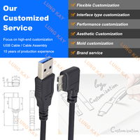 Cable USB 3 Micro B LUNG KAY de 0.2m, Carga Rápida de 3A, Transferencia de Datos de 5Gbps, Cable USB 3.0 Tipo A Macho a Tipo Micro B de 90 Grados