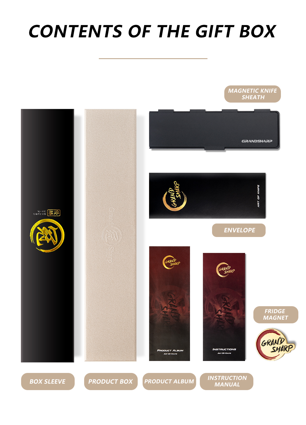 Ensemble de 6 couteaux de cuisine noirs avec coffret cadeau