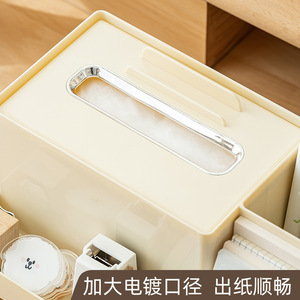 Tissue Box With Storage Compartments Off White Cream Yellow Multipurpose Organizer For Living Room Bathroom - Product Image 5