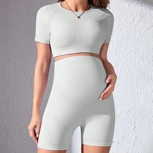 Nouveau sport <span class=keywords><strong>taille</strong></span> haute grand abdomen serré Yoga costume sans couture décrochage Fitness costume pour les femmes enceintes de haute qualité - Product Image 5