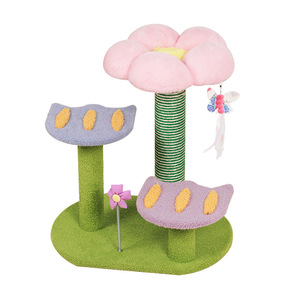 Flower Shaped <b>Cat</b> Tree 2 Levels Sisal <b>Scratching</b> <b>Post</b> With Platforms And Toys <b>For</b> <b>Cats</b> - Product Image 4