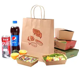 Sacos para viagem para alimentos Kraft Brown Catering reciclados