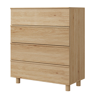 Table de chevet en bois à 2 tiroirs avec lumière chaude et motif ondulé naturel, directement de l'usine, pour chambre à coucher