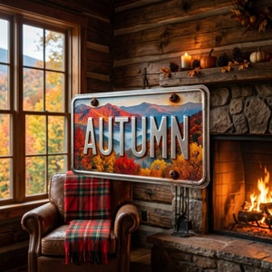 <span class=keywords><strong>Placa</strong></span> de Matrícula de Aluminio 3D Personalizada con Relieve, Decoración de Pared Metálica con Paisaje de Montaña de Primavera, Otoño e Invierno, Venta al Por Mayor - Product Image 5