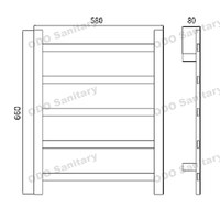 Radiador Eléctrico de Baño de Fábrica OEM, Montado en la Pared, Acero Inoxidable 304, IP44, Acero Pulido, 5 Barras Calefactoras, Secador de Toallas de Baño