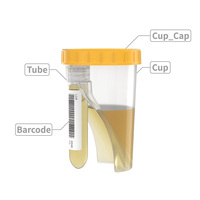 Vaso Recolector de Orina Estéril de 90 ml Sin Aguja con Tubo Desmontable de 9 ml, Contenedor de Muestras para Control de Contaminación