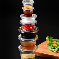Tasse à sauce jetable de qualité alimentaire de 1.5oz/45ml avec couvercle intégré-Récipients ronds épaissis pour plats à emporter, boulettes, wasabi