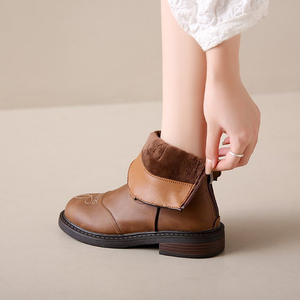 Bottes Western Rétro Eur pour Femme, Broderie Épissée, Mi-Mollet, Talon Carré 4CM, Semelle Antidérapante en Caoutchouc, Doublure en Similicuir - Product Image 5