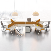 Meubles de bureau modulaires modernes européens pour espace ouvert, couleur kaki orange, poste de travail cloisonné pour 3 à 6 personnes