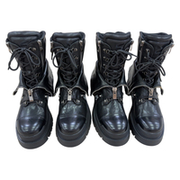 Nouvelles bottes de moto tendance avec rivets, bottes à revers, talon épais, fermeture éclair latérale, lacets, plateforme en cuir, bottes gothiques punk